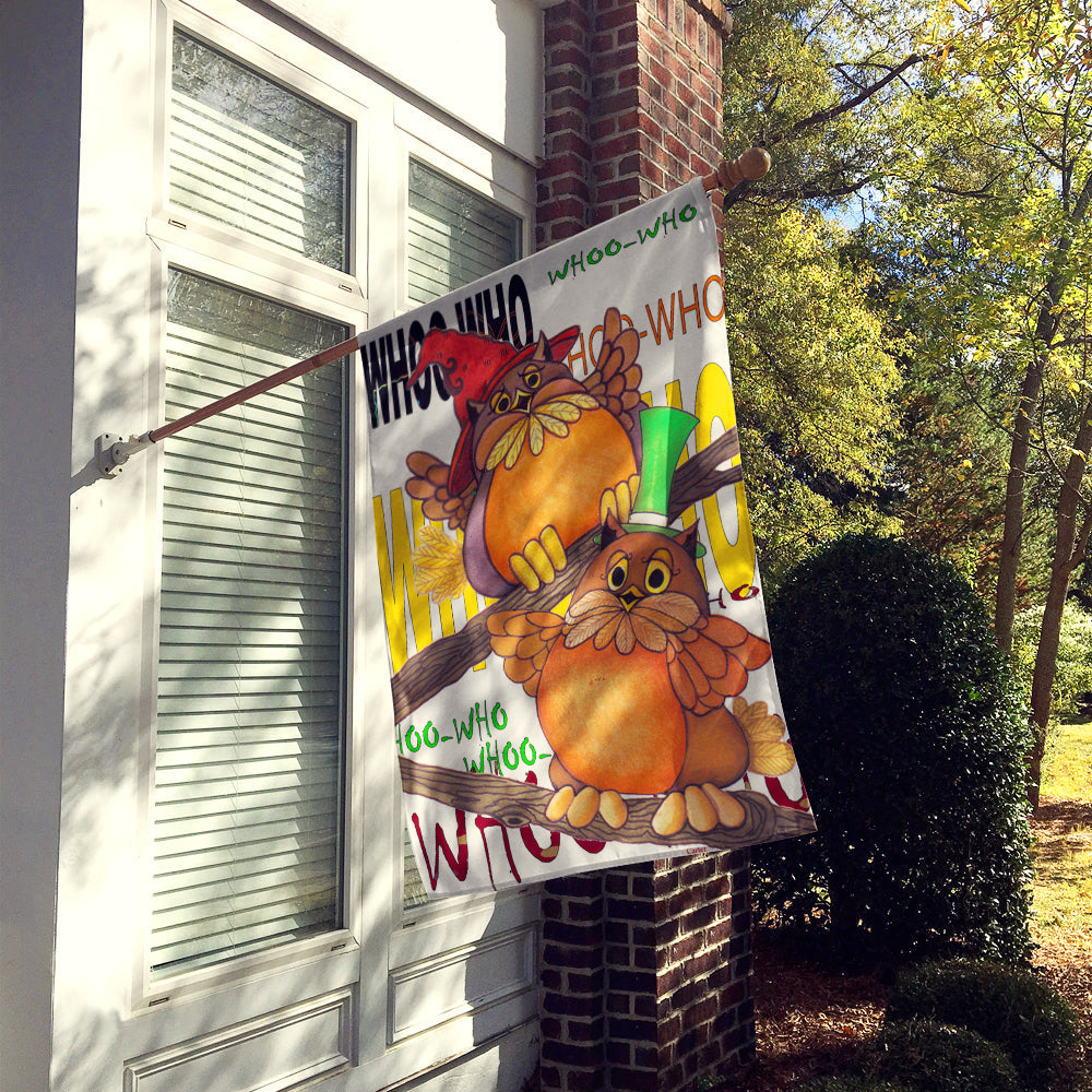 Whoo Who Owl House Flag 28x40 Porch Sleeve Pole Decorative Outside Yard Banner Artwork Wall Hanging, Polyester