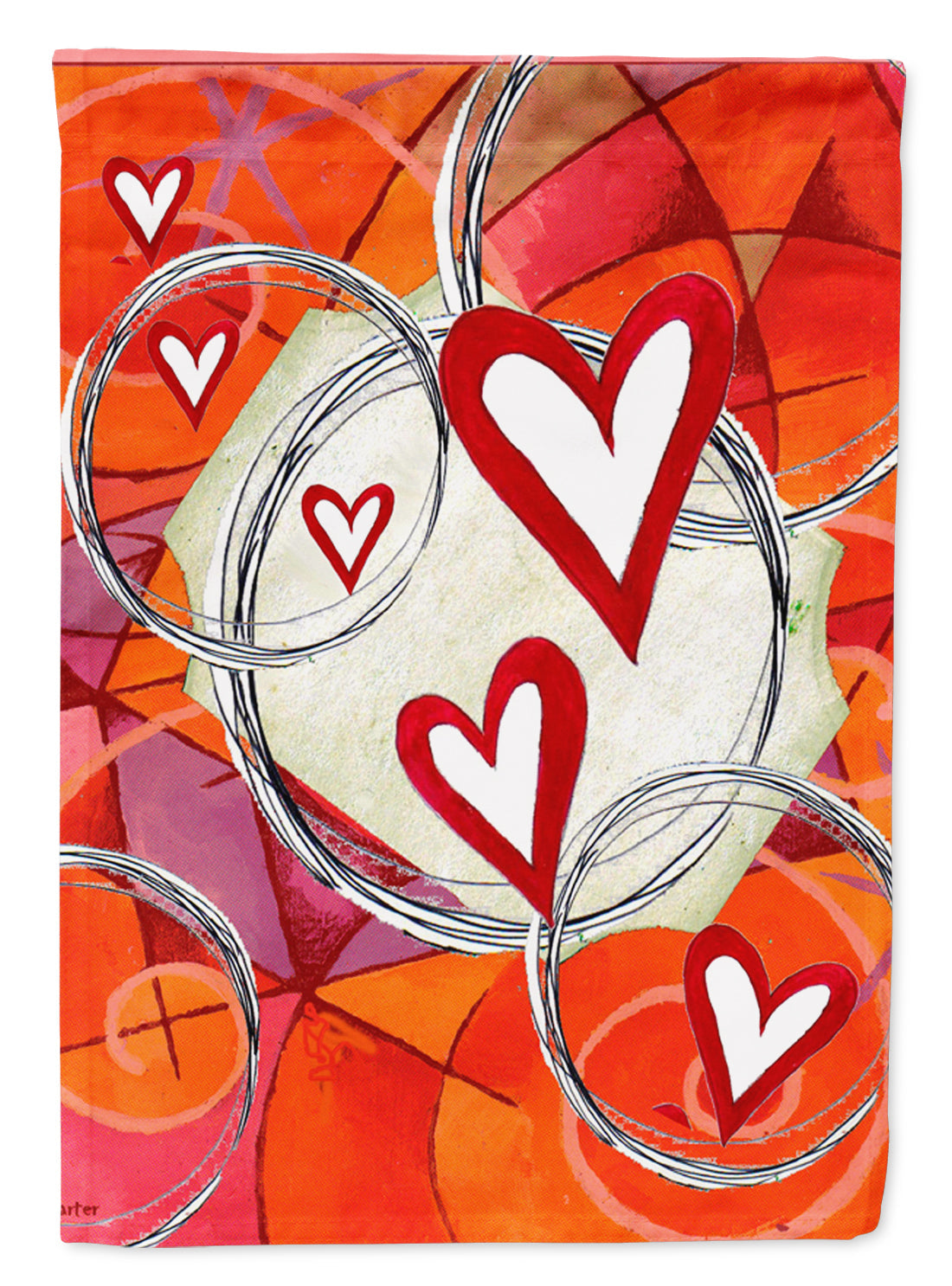 Circle of Love Valentine's Day House Flag 28x40 Porch Sleeve Pole Decorative Outside Yard Banner Artwork Wall Hanging, Polyester