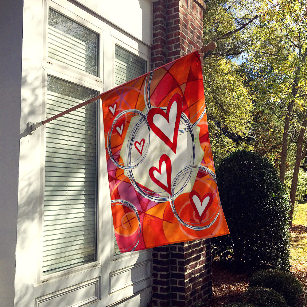 Circle of Love Valentine's Day House Flag 28x40 Porch Sleeve Pole Decorative Outside Yard Banner Artwork Wall Hanging, Polyester