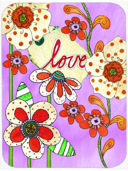 Love is Blooming Valentine's Day Cutting Board Tempered Glass Kitchen Cutting Surface, Heat Resistant Chopping, Non-Slip Feet, Food Prep & Serving