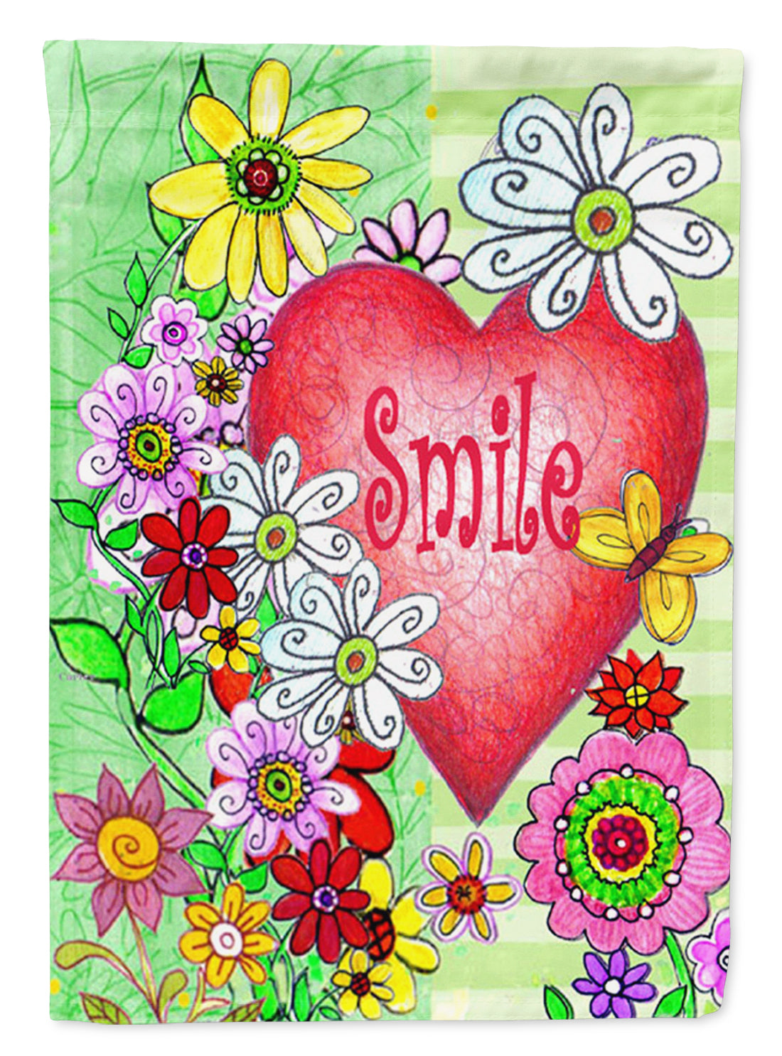 Smile Valentine's Day House Flag 28x40 Porch Sleeve Pole Decorative Outside Yard Banner Artwork Wall Hanging, Polyester