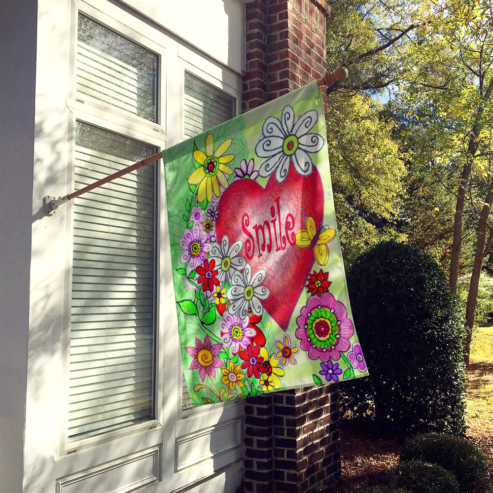 Smile Valentine's Day House Flag 28x40 Porch Sleeve Pole Decorative Outside Yard Banner Artwork Wall Hanging, Polyester