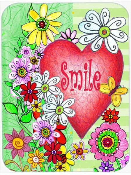 Smile Valentine's Day Cutting Board Tempered Glass Kitchen Cutting Surface, Heat Resistant Chopping, Non-Slip Feet, Food Prep & Serving