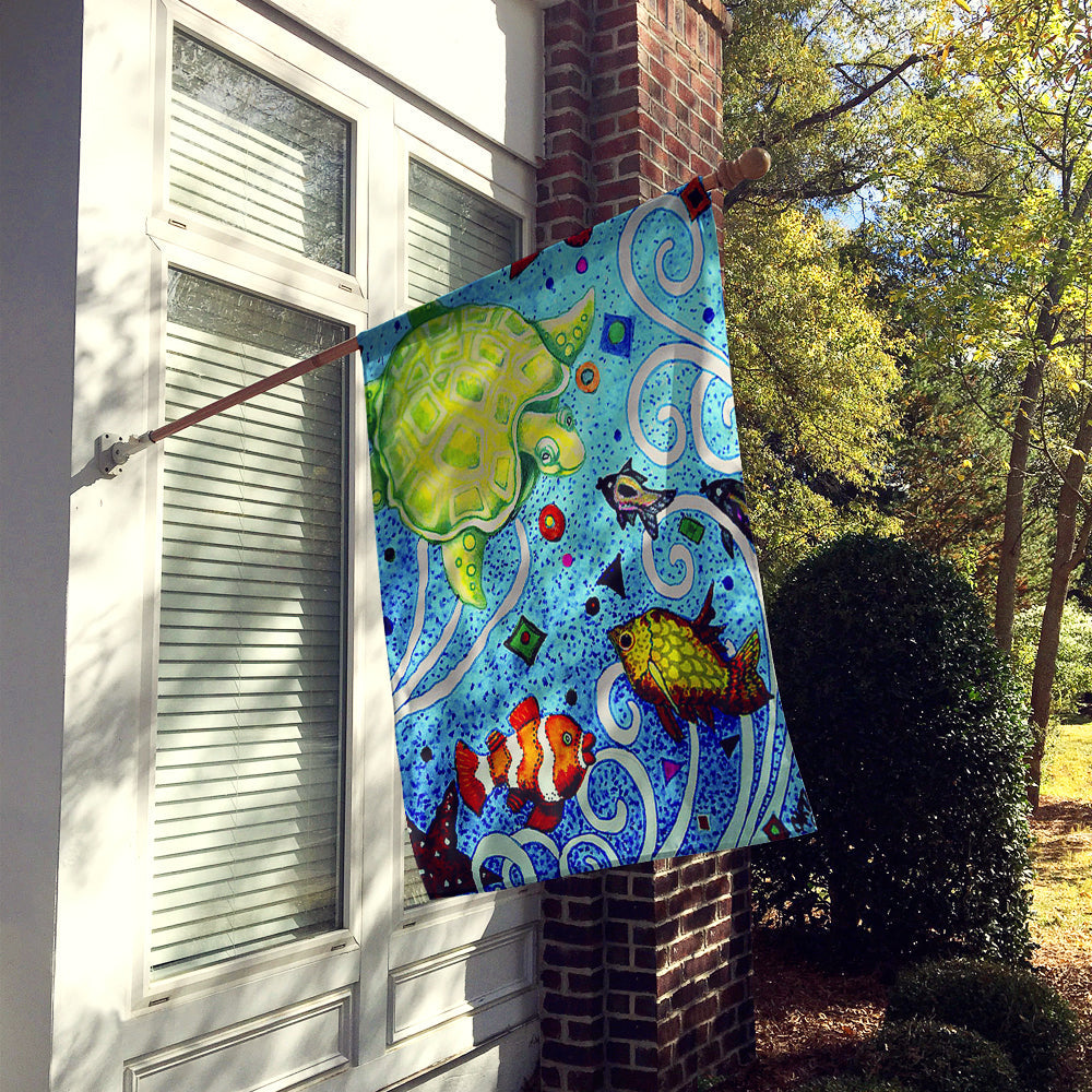 Turtle Time Turtle House Flag 28x40 Porch Sleeve Pole Decorative Outside Yard Banner Artwork Wall Hanging, Polyester