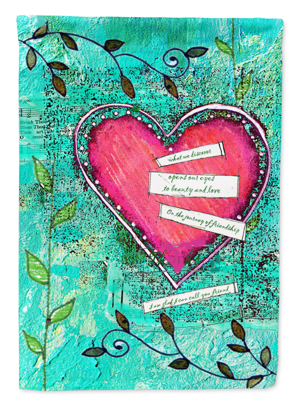 Heartfelt Wish Valentine's Day House Flag 28x40 Porch Sleeve Pole Decorative Outside Yard Banner Artwork Wall Hanging, Polyester