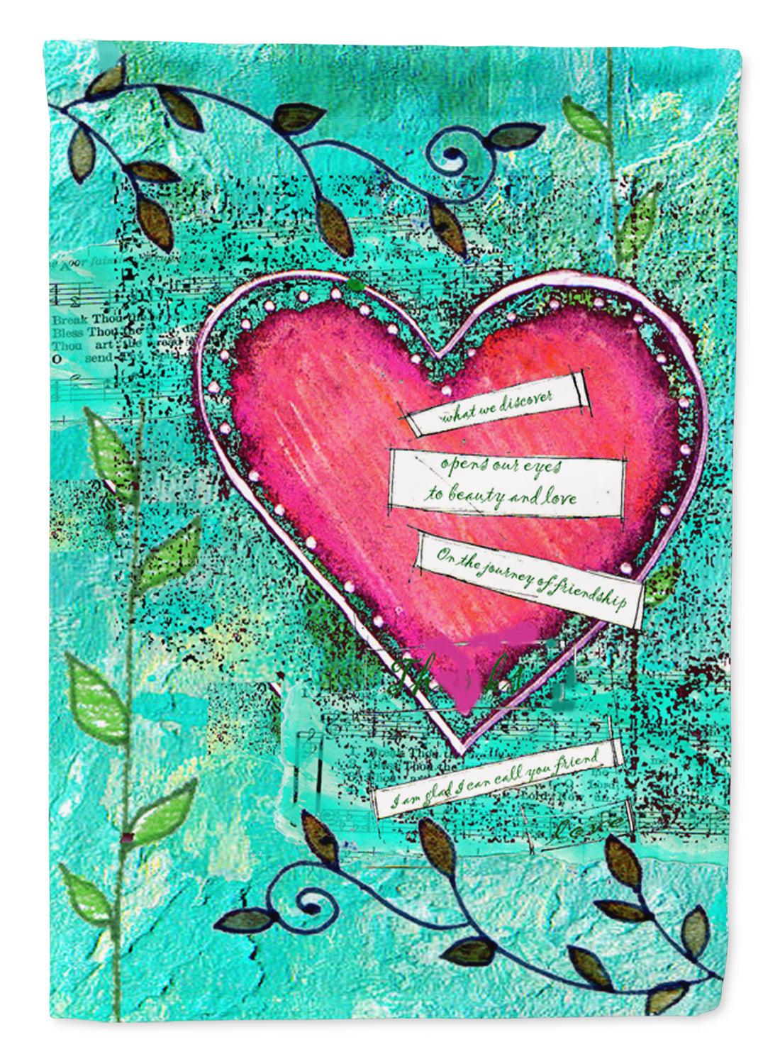 Heartfelt Wish Valentine's Day House Flag 28x40 Porch Sleeve Pole Decorative Outside Yard Banner Artwork Wall Hanging, Polyester