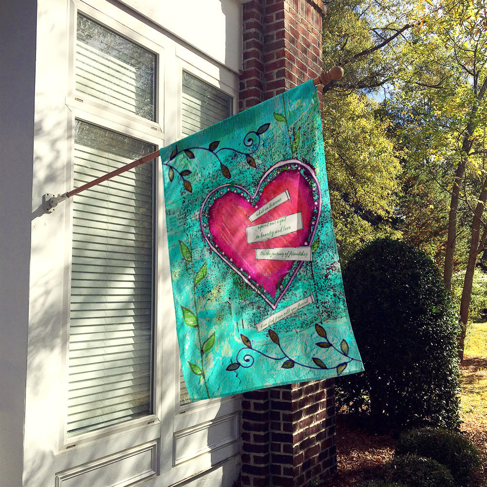 Heartfelt Wish Valentine's Day House Flag 28x40 Porch Sleeve Pole Decorative Outside Yard Banner Artwork Wall Hanging, Polyester
