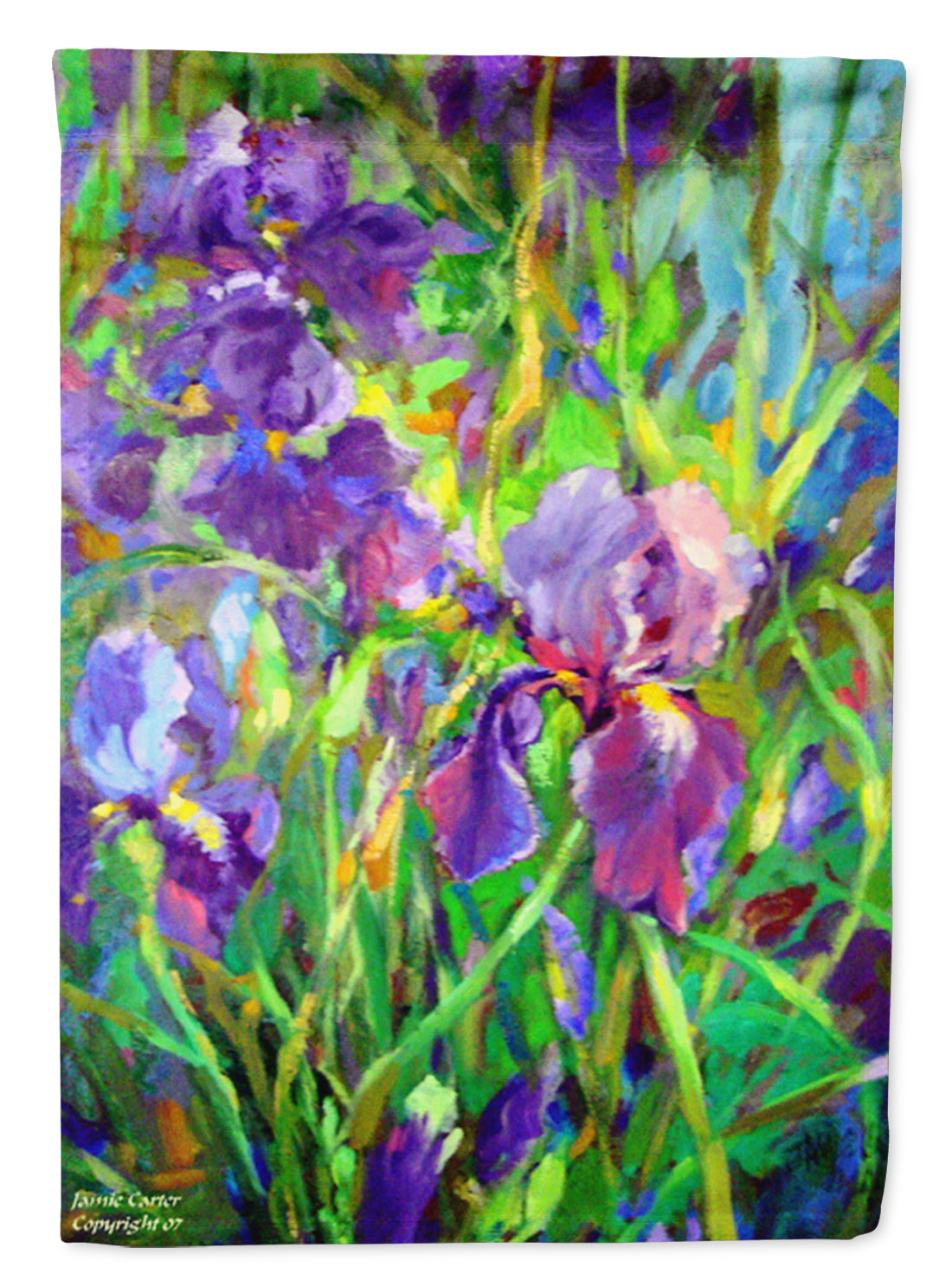 Iris by the Well House Flag 28x40 Porch Sleeve Pole Decorative Outside Yard Banner Artwork Wall Hanging, Polyester