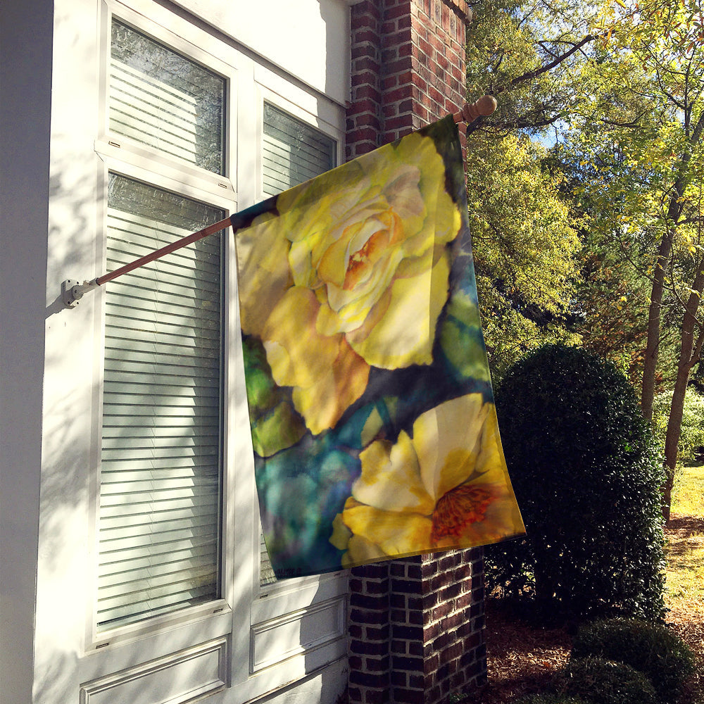 Yellow Roses House Flag 28x40 Porch Sleeve Pole Decorative Outside Yard Banner Artwork Wall Hanging, Polyester