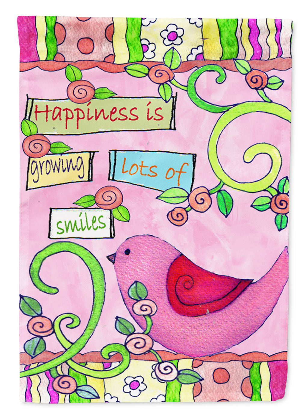 Flower Happiness in Growing House Flag 28x40 Porch Sleeve Pole Decorative Outside Yard Banner Artwork Wall Hanging, Polyester
