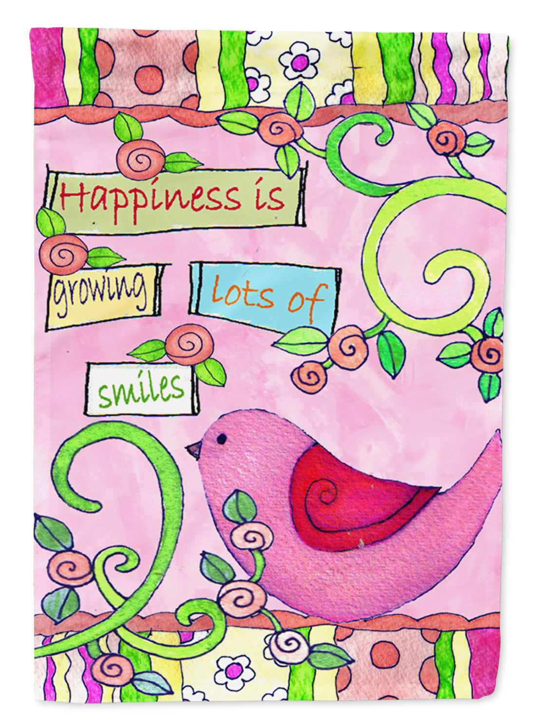 Flower Happiness in Growing House Flag 28x40 Porch Sleeve Pole Decorative Outside Yard Banner Artwork Wall Hanging, Polyester