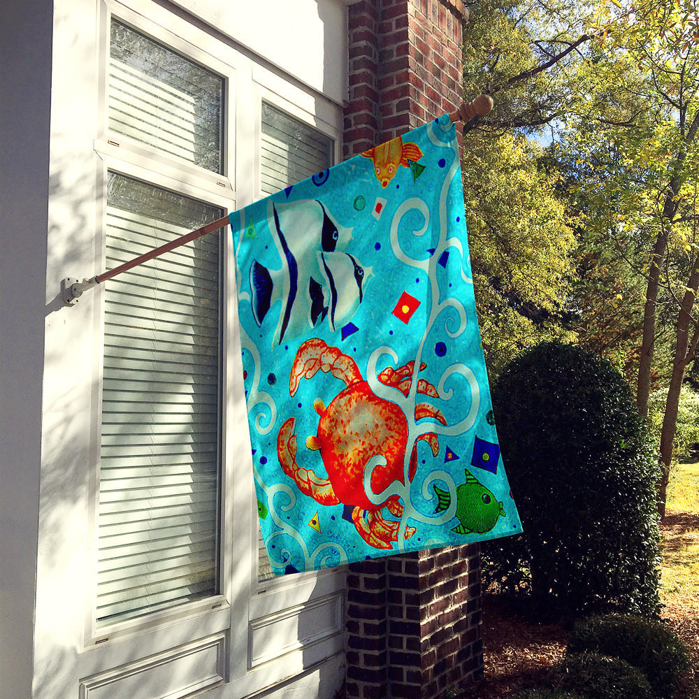 Crabby Crab House Flag 28x40 Porch Sleeve Pole Decorative Outside Yard Banner Artwork Wall Hanging, Polyester