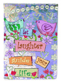 Let Laughter Guide your Life Inspirational House Flag 28x40 Porch Sleeve Pole Decorative Outside Yard Banner Artwork Wall Hanging, Polyester
