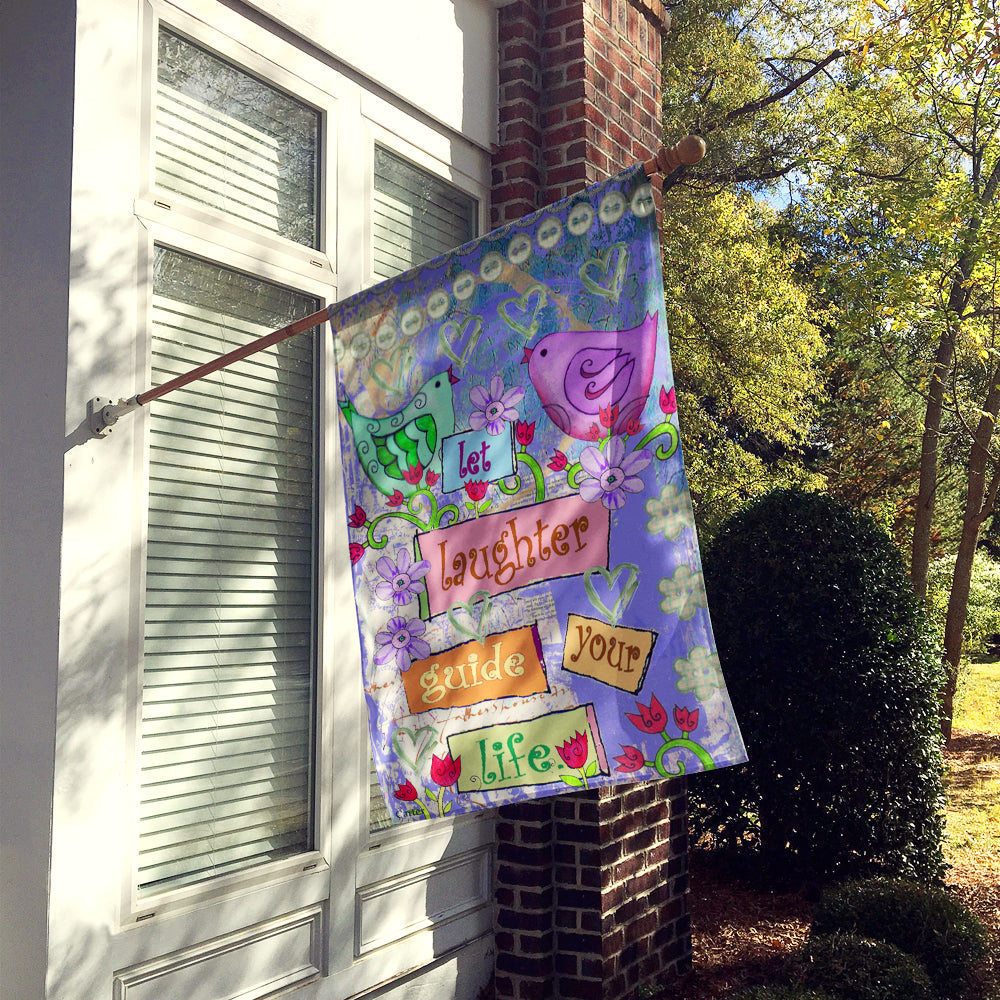 Let Laughter Guide your Life Inspirational House Flag 28x40 Porch Sleeve Pole Decorative Outside Yard Banner Artwork Wall Hanging, Polyester