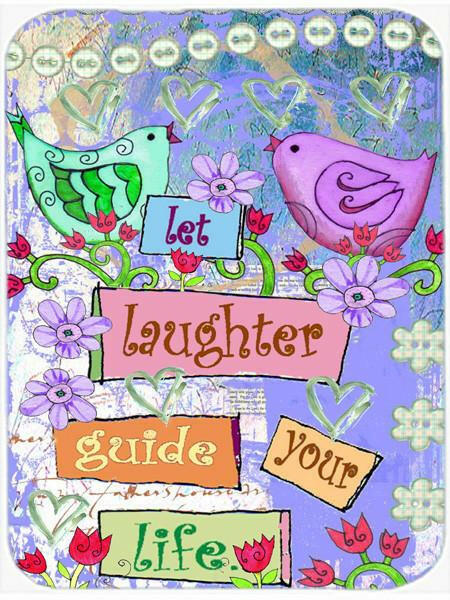 Let Laughter Guide your Life Inspirational Cutting Board Tempered Glass Kitchen Cutting Surface, Heat Resistant Chopping, Non-Slip Feet, Food Prep & Serving