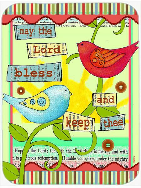 May the Lord Bless You and Keep You Inspirational Cutting Board Tempered Glass Kitchen Cutting Surface, Heat Resistant Chopping, Non-Slip Feet, Food Prep & Serving