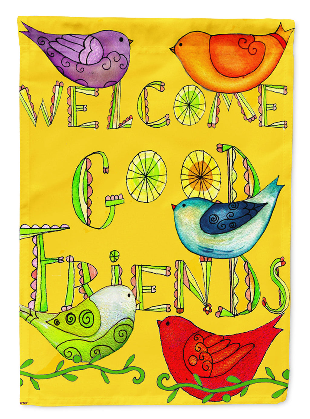 Welcome Good Friends Inspirational House Flag 28x40 Porch Sleeve Pole Decorative Outside Yard Banner Artwork Wall Hanging, Polyester