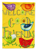 Welcome Good Friends Inspirational House Flag 28x40 Porch Sleeve Pole Decorative Outside Yard Banner Artwork Wall Hanging, Polyester