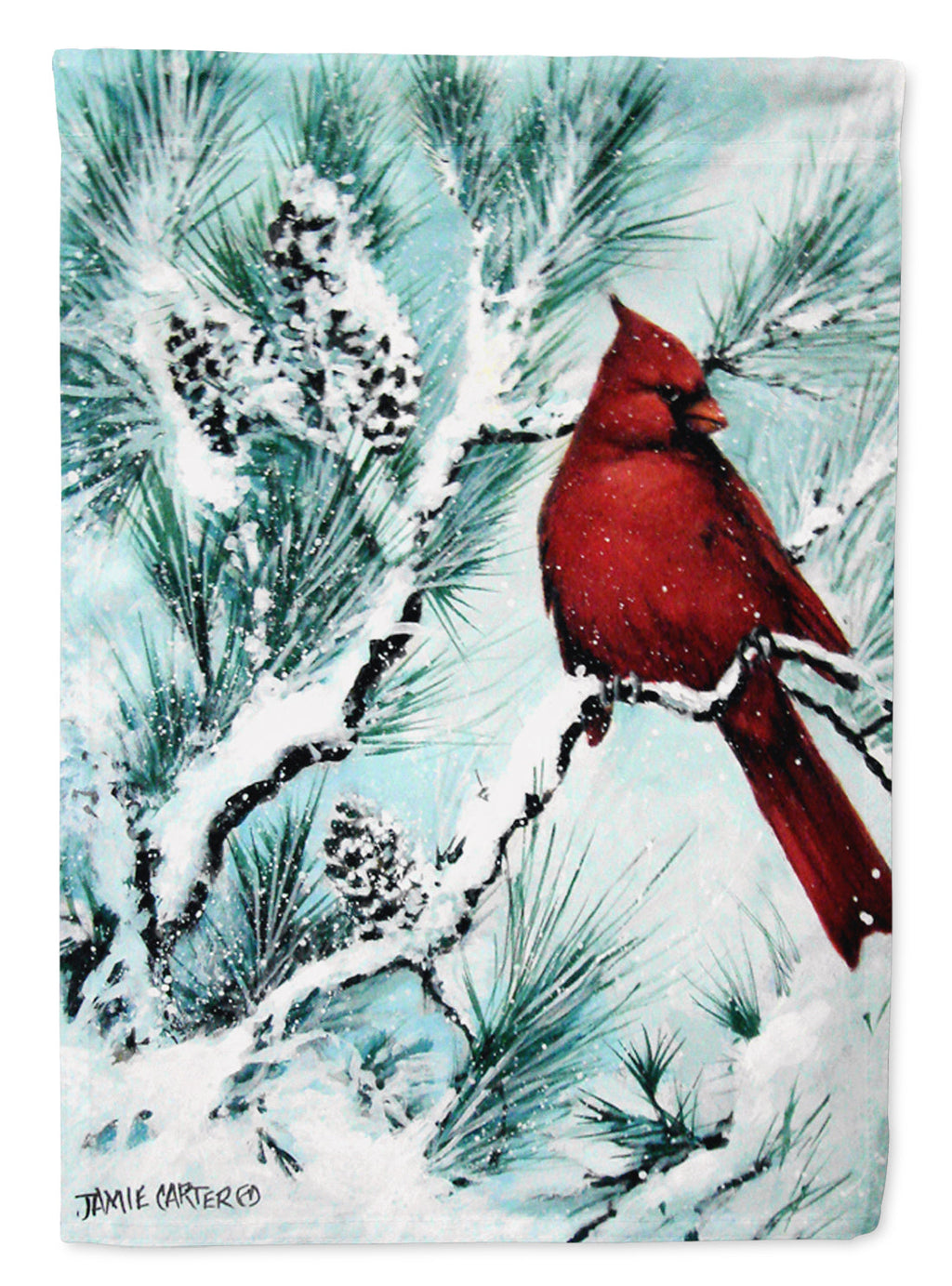Winter's Glory Redbird 1 Northern Cardinal House Flag 28x40 Porch Sleeve Pole Decorative Outside Yard Banner Artwork Wall Hanging, Polyester