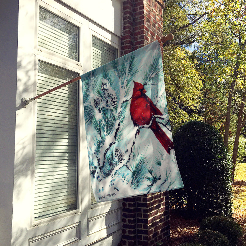 Winter's Glory Redbird 1 Northern Cardinal House Flag 28x40 Porch Sleeve Pole Decorative Outside Yard Banner Artwork Wall Hanging, Polyester