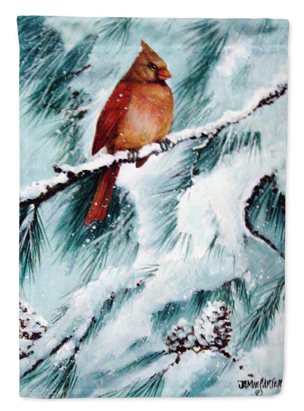 Winter's Glory Redbird 2 Northern Cardinal House Flag 28x40 Porch Sleeve Pole Decorative Outside Yard Banner Artwork Wall Hanging, Polyester