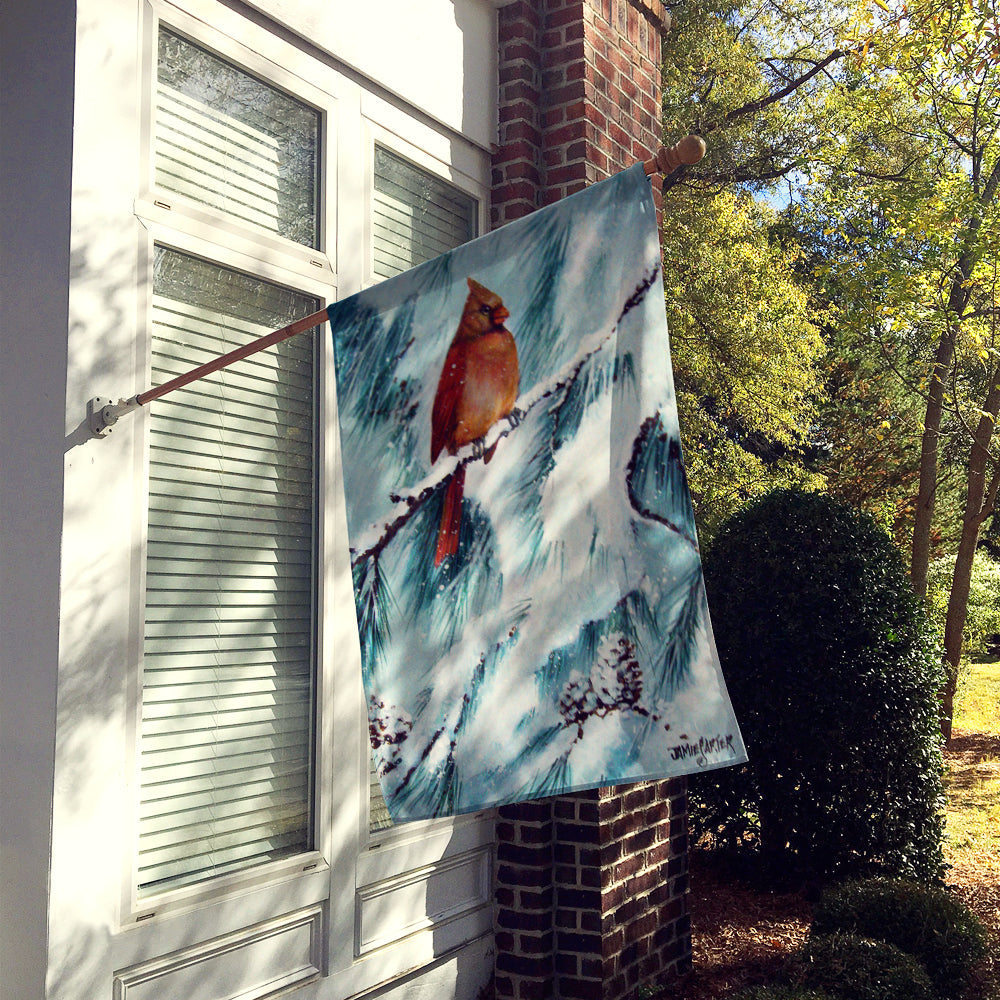 Winter's Glory Redbird 2 Northern Cardinal House Flag 28x40 Porch Sleeve Pole Decorative Outside Yard Banner Artwork Wall Hanging, Polyester