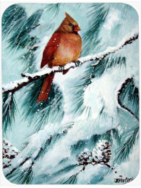 Winter's Glory Redbird 2 Northern Cardinal Cutting Board Tempered Glass Kitchen Cutting Surface, Heat Resistant Chopping, Non-Slip Feet, Food Prep & Serving