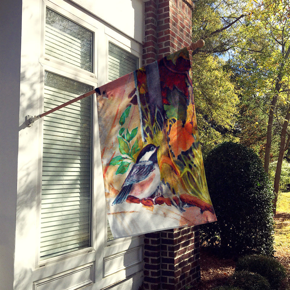 Fence Sitter Chickadee House Flag 28x40 Porch Sleeve Pole Decorative Outside Yard Banner Artwork Wall Hanging, Polyester