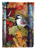 Fence Sitter Chickadee House Flag 28x40 Porch Sleeve Pole Decorative Outside Yard Banner Artwork Wall Hanging, Polyester