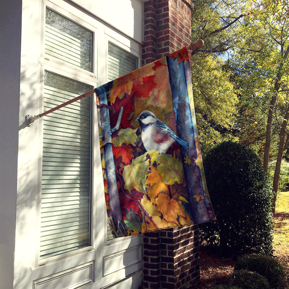 Fence Sitter Chickadee House Flag 28x40 Porch Sleeve Pole Decorative Outside Yard Banner Artwork Wall Hanging, Polyester