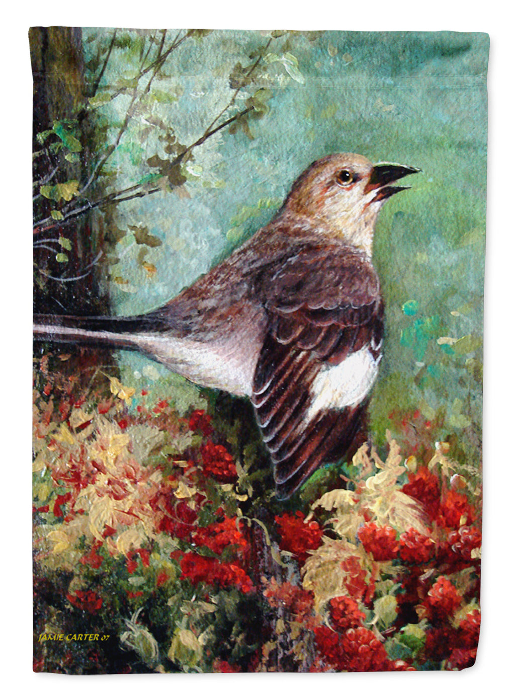 Mockingbird House Flag 28x40 Porch Sleeve Pole Decorative Outside Yard Banner Artwork Wall Hanging, Polyester