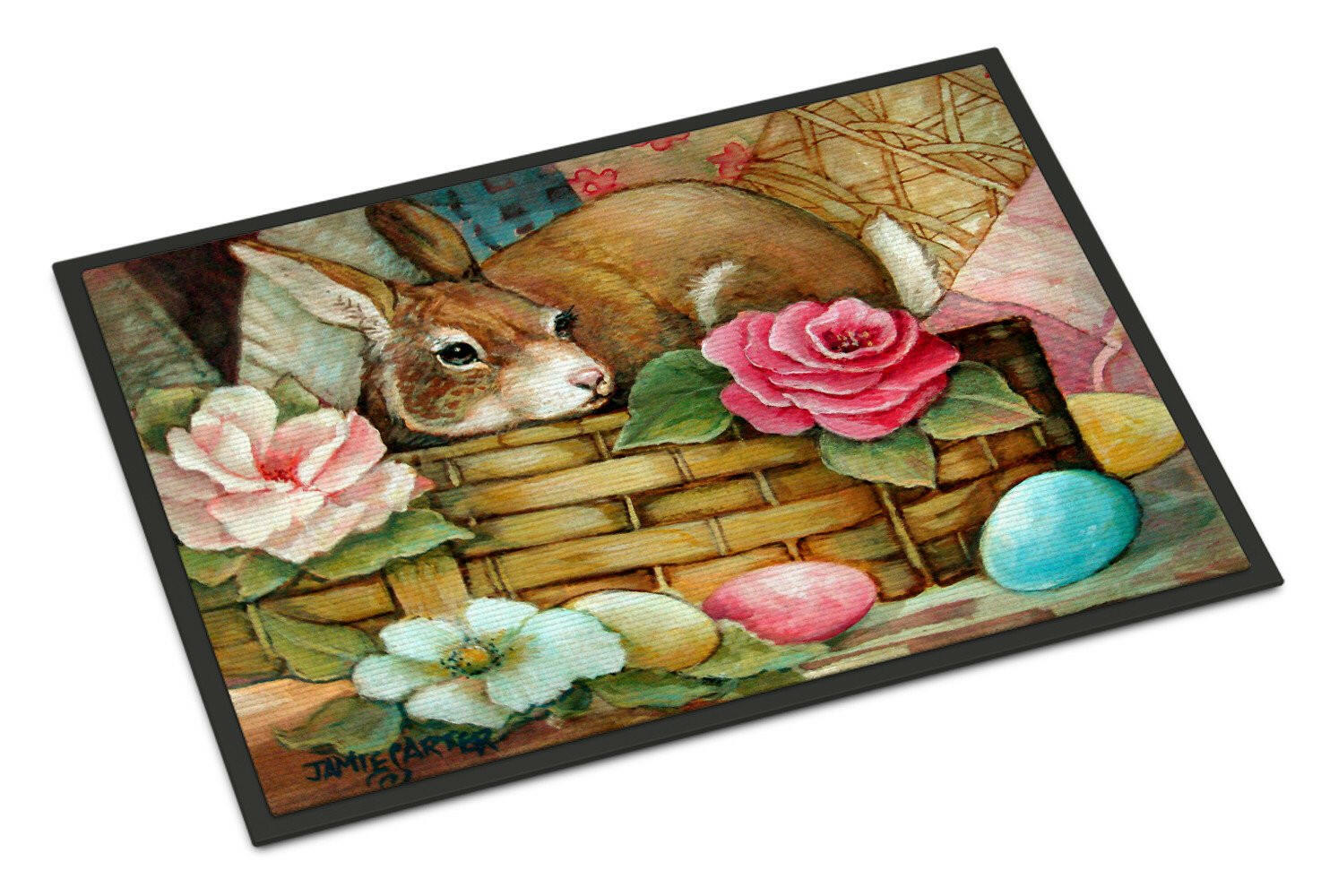 A Touch of Color Rabbit Easter Doormat Indoor Outdoor 24H X 36W Front Door Mat Rugs for Entryway, Non Slip Washable Low Pile,