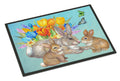 Bunny Family Easter Rabbit Doormat Indoor Outdoor 24H X 36W Front Door Mat Rugs for Entryway, Non Slip Washable Low Pile,