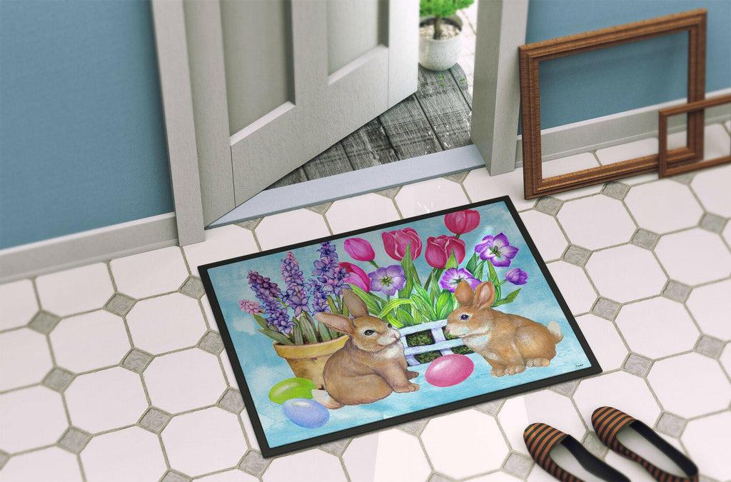 New Beginnings Easter Rabbit Doormat Indoor Outdoor 24H X 36W Front Door Mat Rugs for Entryway, Non Slip Washable Low Pile,