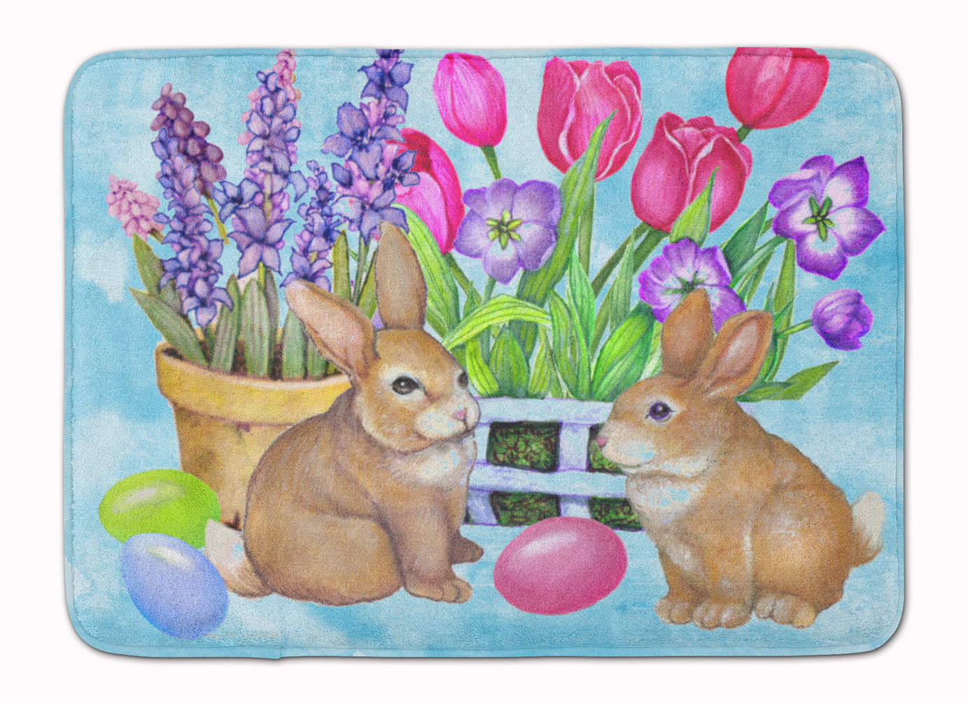 New Beginnings Easter Rabbit Memory Foam Kitchen Mat Machine Washable Anti-Fatigue Cushion Comfort Bath or Kitchen Rug