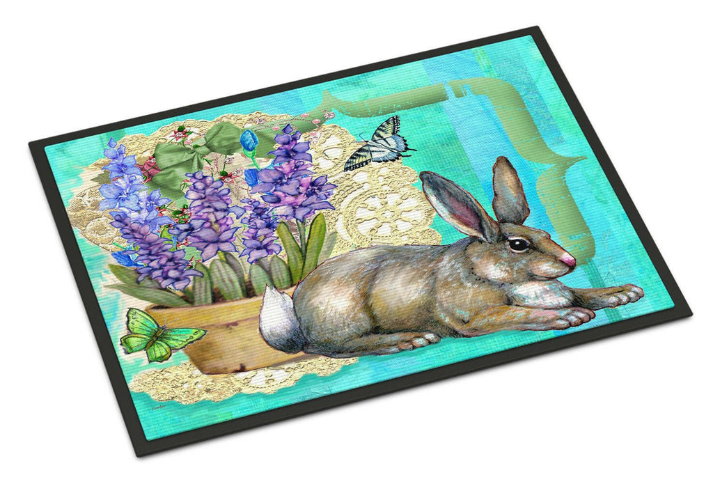 Springtime Easter Rabbit Doormat Indoor Outdoor 24H X 36W Front Door Mat Rugs for Entryway, Non Slip Washable Low Pile,