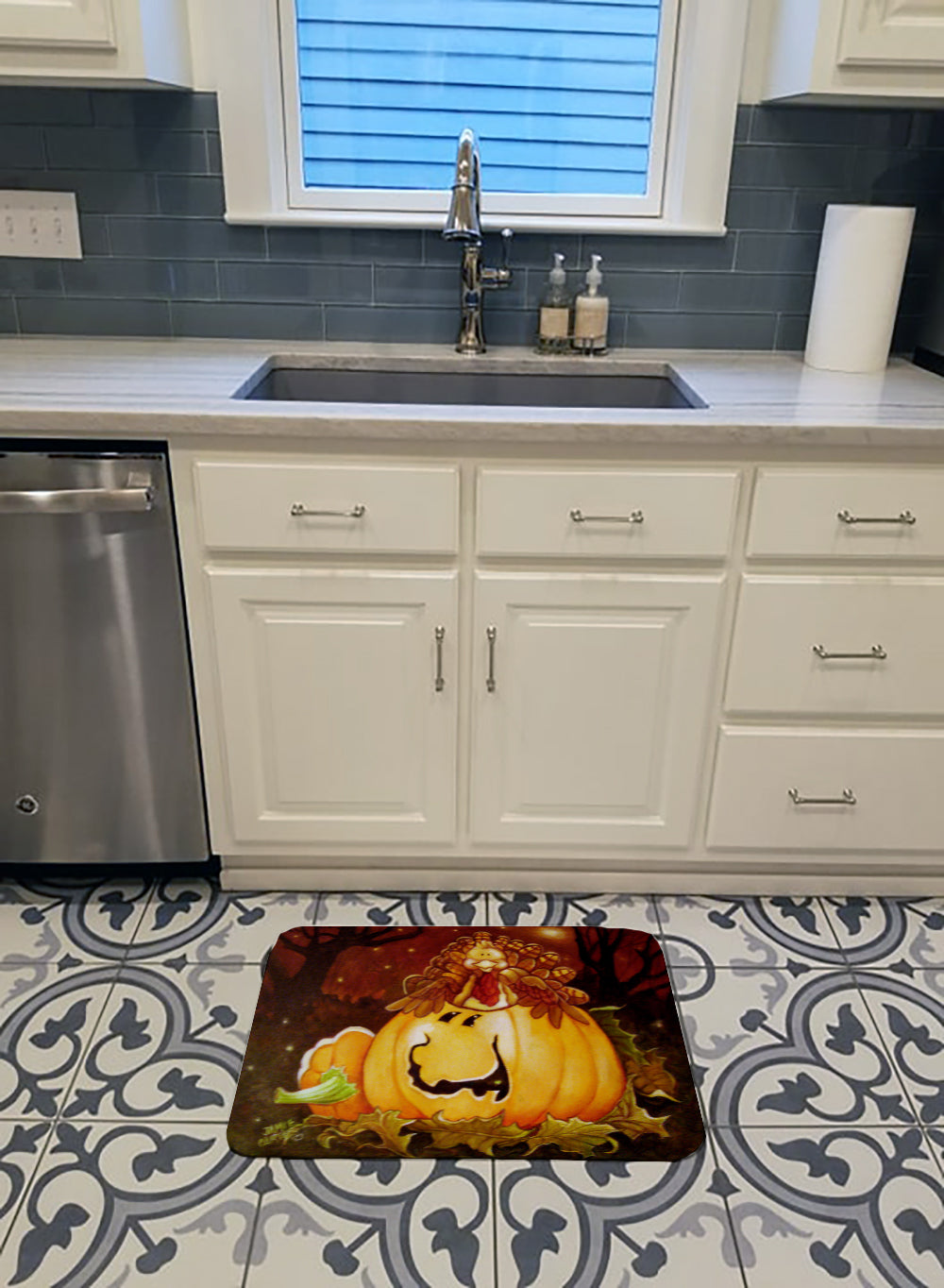 Somebody to Love Pumpkin Halloween Memory Foam Kitchen Mat Machine Washable Anti-Fatigue Cushion Comfort Bath or Kitchen Rug