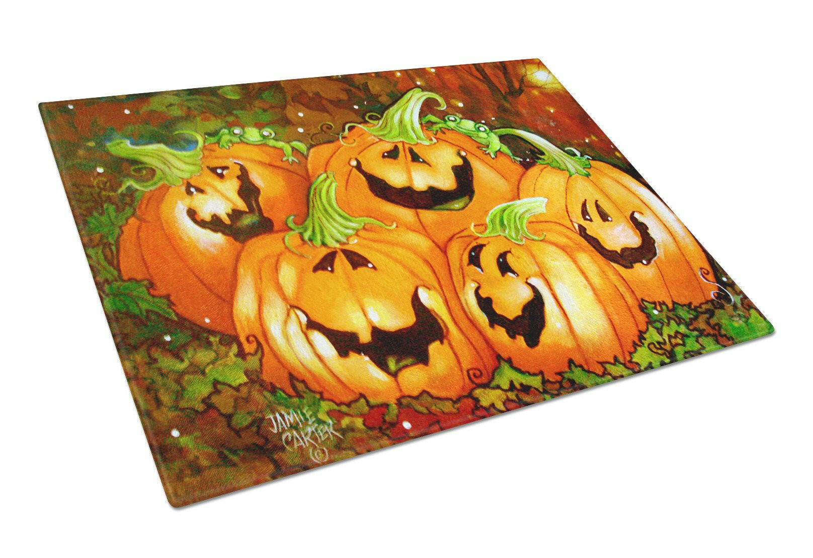 Such a Glowing Personality Pumpkin Halloween Cutting Board Tempered Glass Kitchen Cutting Surface, Heat Resistant Chopping, Non-Slip Feet, Food Prep & Serving