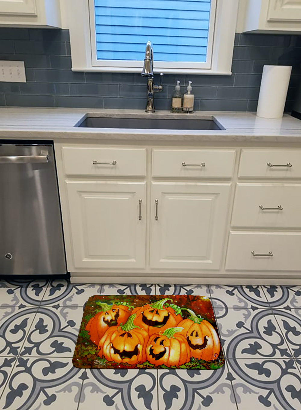 Such a Glowing Personality Pumpkin Halloween Memory Foam Kitchen Mat Machine Washable Anti-Fatigue Cushion Comfort Bath or Kitchen Rug