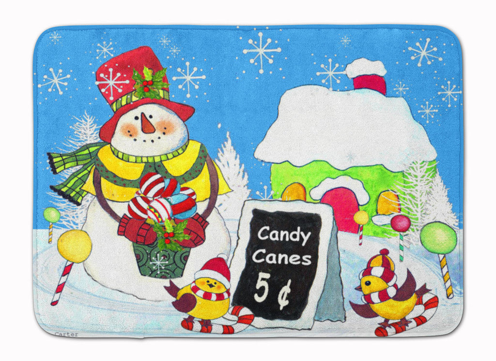 Candy Canes for Sale Snowman Memory Foam Kitchen Mat Machine Washable Anti-Fatigue Cushion Comfort Bath or Kitchen Rug