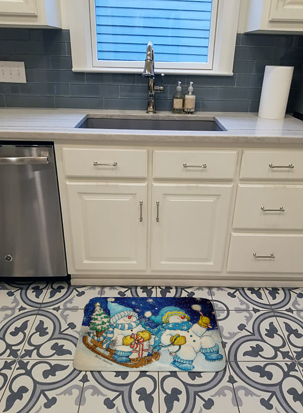 Celebrate the Season of Wonder Snowman Memory Foam Kitchen Mat Machine Washable Anti-Fatigue Cushion Comfort Bath or Kitchen Rug