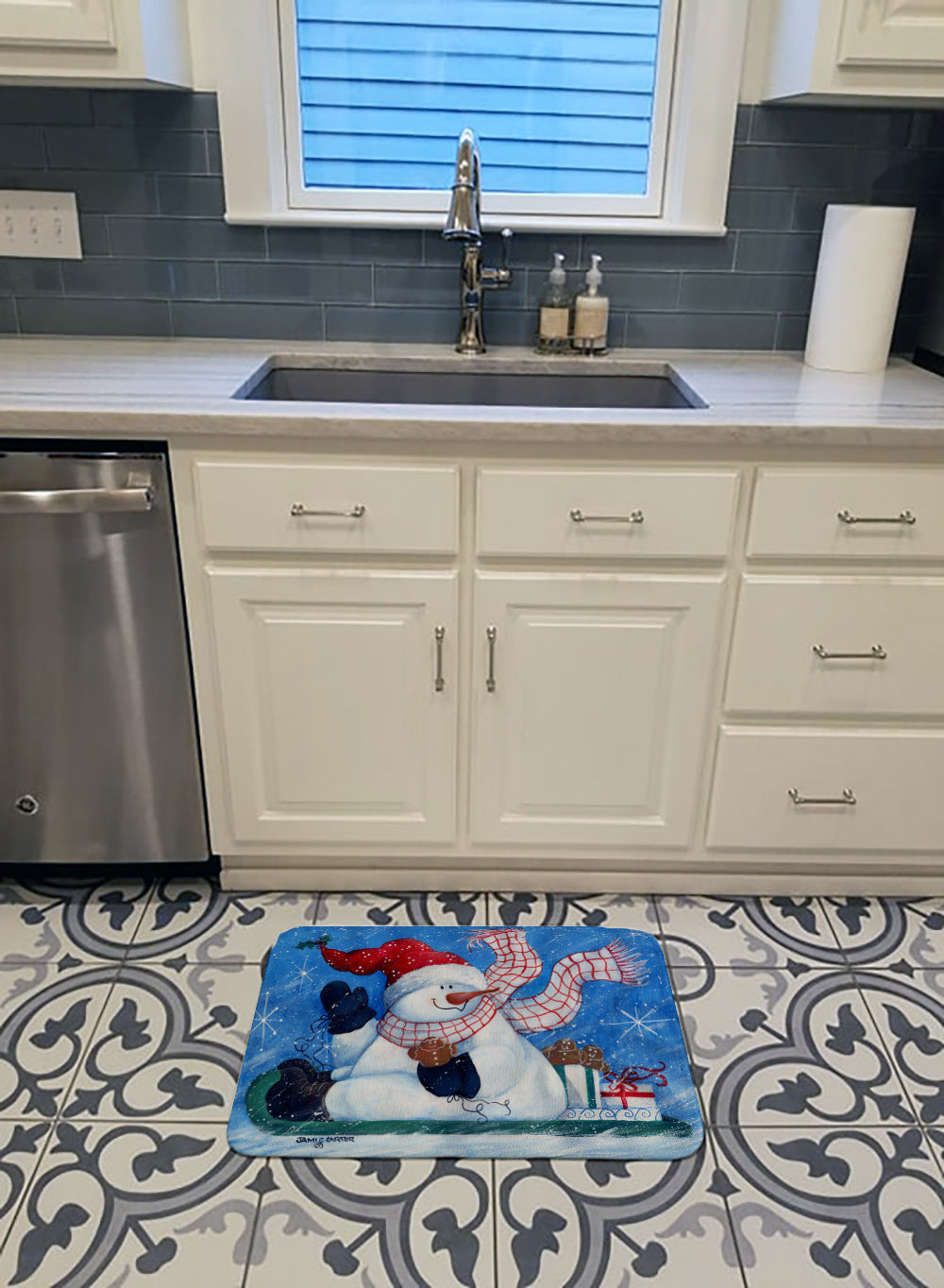 Come Ride With Me Snowman Memory Foam Kitchen Mat Machine Washable Anti-Fatigue Cushion Comfort Bath or Kitchen Rug