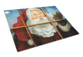 Kindly Visitor Santa Claus Christmas Cutting Board Tempered Glass Kitchen Cutting Surface, Heat Resistant Chopping, Non-Slip Feet, Food Prep & Serving