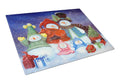 Merry Christmas From Us All Snowman Cutting Board Tempered Glass Kitchen Cutting Surface, Heat Resistant Chopping, Non-Slip Feet, Food Prep & Serving