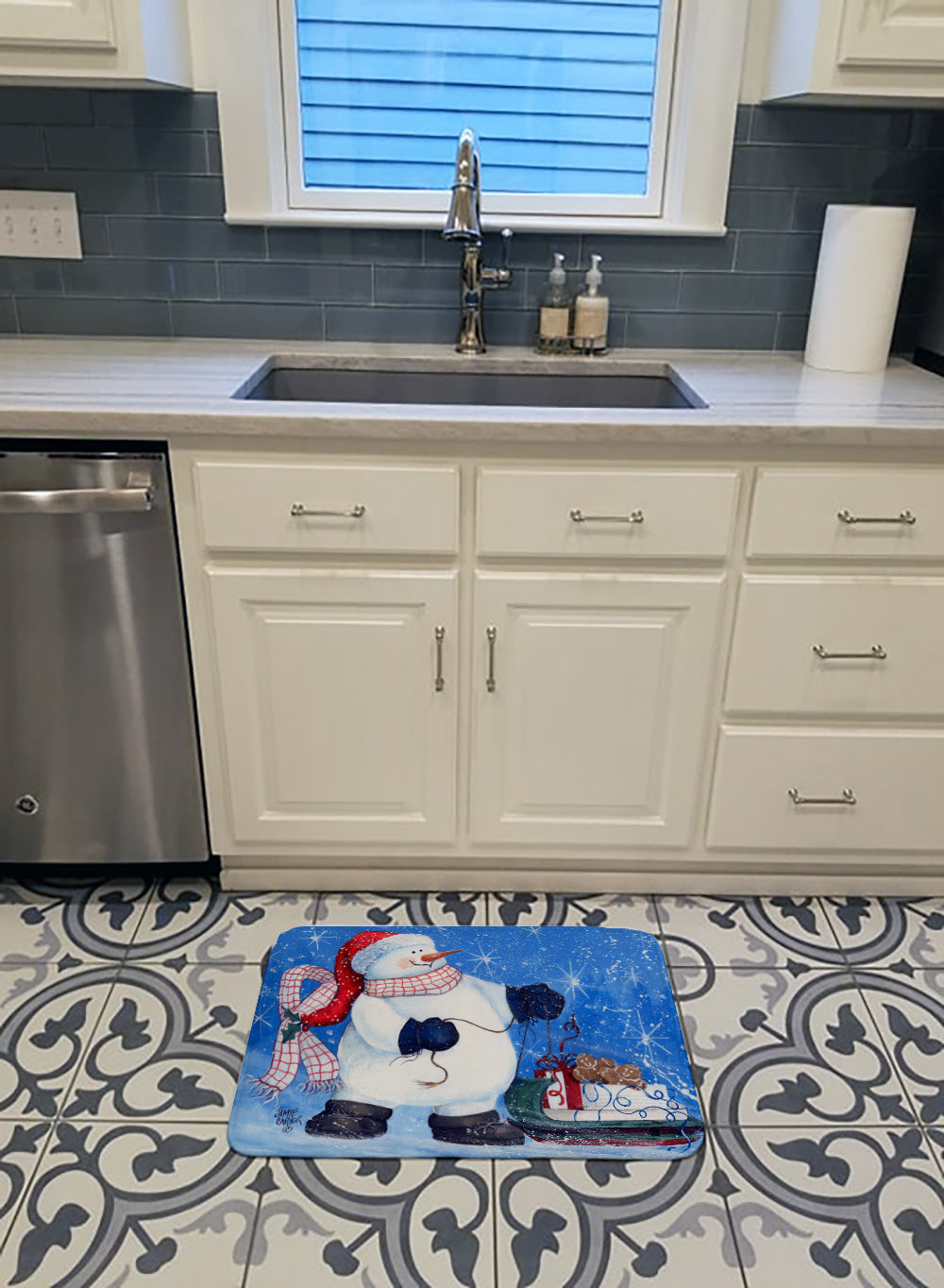 My Friends Can Ride Too Snowman Memory Foam Kitchen Mat Machine Washable Anti-Fatigue Cushion Comfort Bath or Kitchen Rug