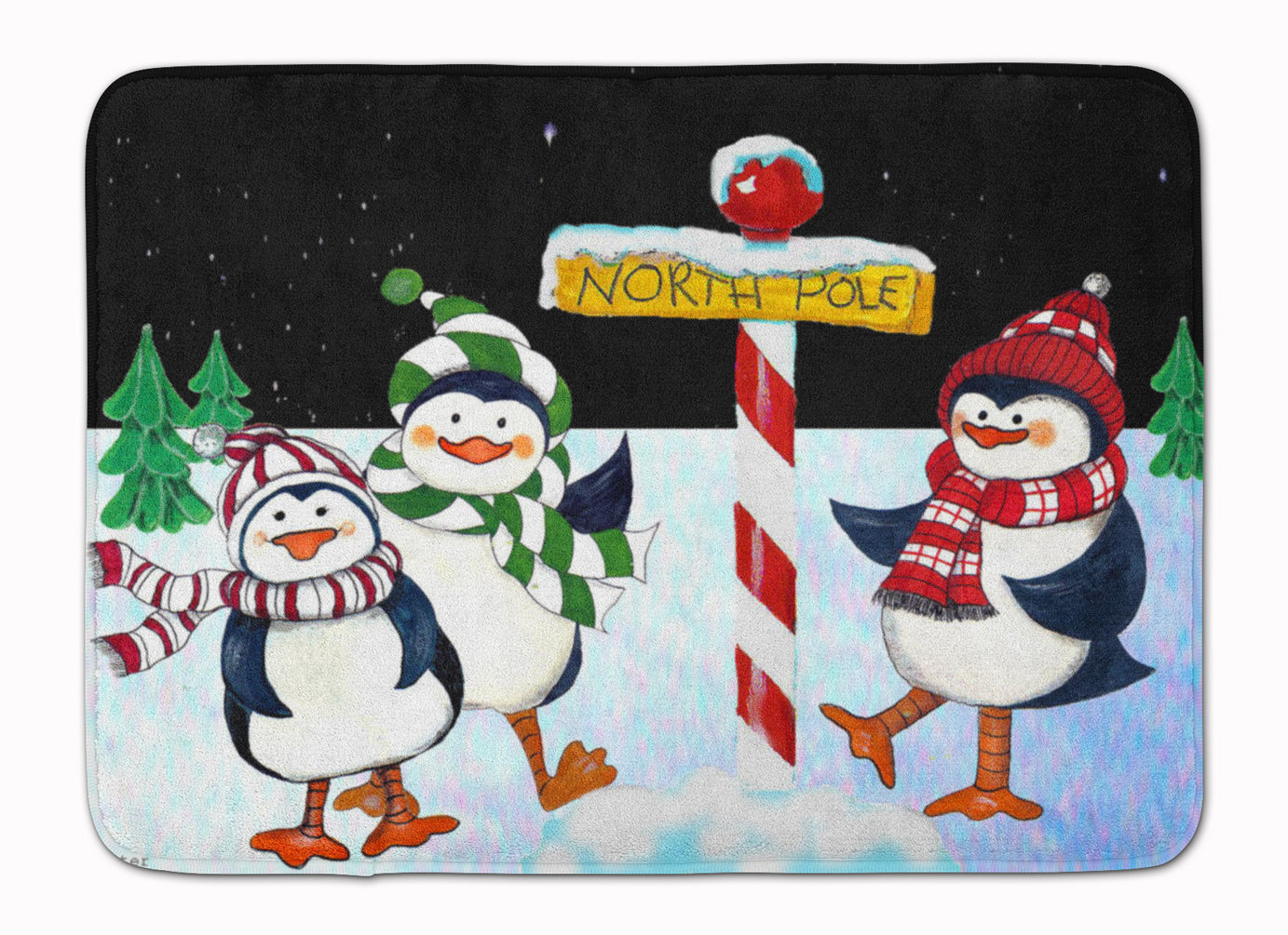 North Pole Welcomes You Penguins Memory Foam Kitchen Mat Machine Washable Anti-Fatigue Cushion Comfort Bath or Kitchen Rug