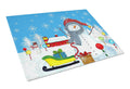 Snow Happens in the Meadow Snowman Cutting Board Tempered Glass Kitchen Cutting Surface, Heat Resistant Chopping, Non-Slip Feet, Food Prep & Serving
