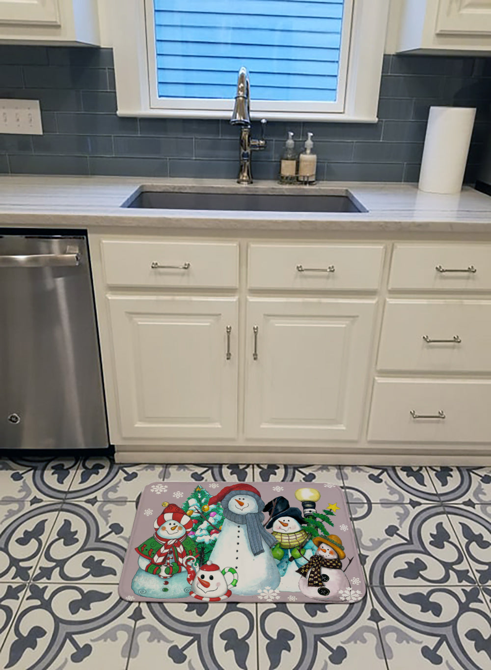 Snowman Collection For the Holidays Memory Foam Kitchen Mat Machine Washable Anti-Fatigue Cushion Comfort Bath or Kitchen Rug