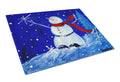 Happy Holidays Snowman Cutting Board Tempered Glass Kitchen Cutting Surface, Heat Resistant Chopping, Non-Slip Feet, Food Prep & Serving