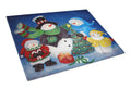 The Family Gathering Snowman Cutting Board Tempered Glass Kitchen Cutting Surface, Heat Resistant Chopping, Non-Slip Feet, Food Prep & Serving